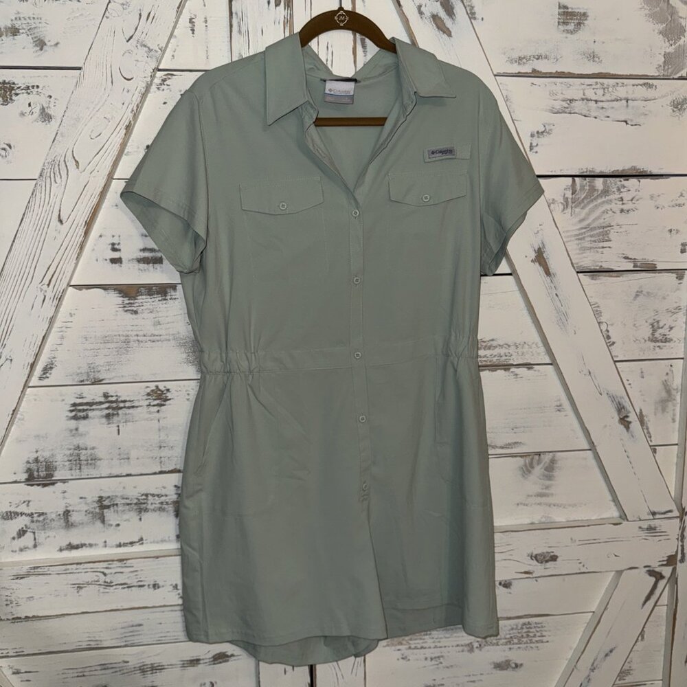 Columbia Womens PFG Sage Green Utility Romper Active Button Down Breathable NWOT